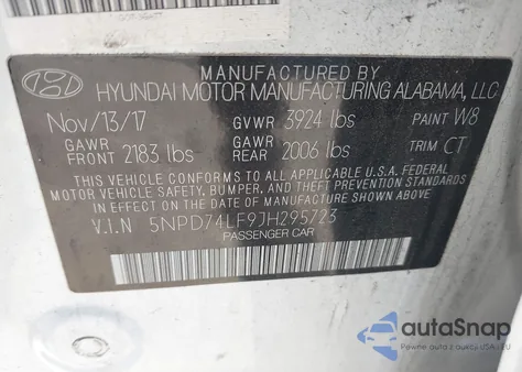 2018 Hyundai Elantra Se из США, поврежденный, VIN 5NPD74LF9JH295723